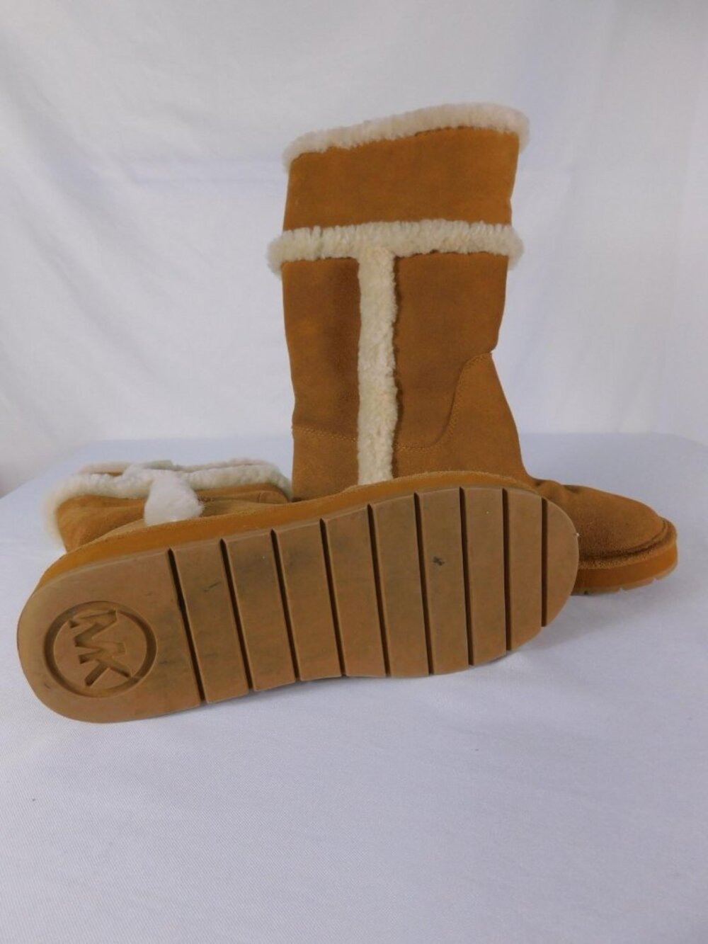 Michael Kors Boots Womens Size 7 Brown Suede Shearling Lined Mid-Calf Logo - Picture 5 of 8